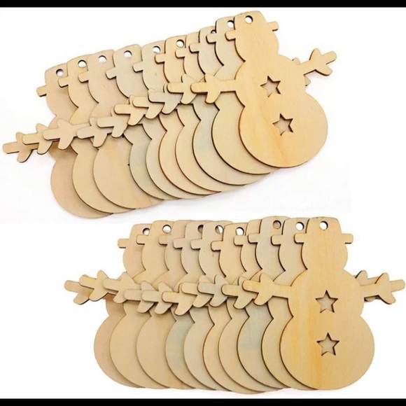 50 Pk Snowman Wooden Crafts to Paint Christmas Tree Hanging Ornaments - Picture 3 of 6